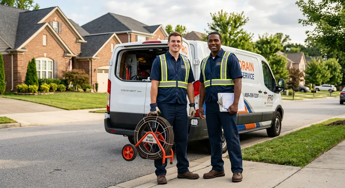 Sewer and drain service team with equipment ready for work in Fort Collins